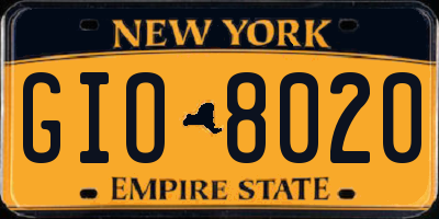 NY license plate GIO8020
