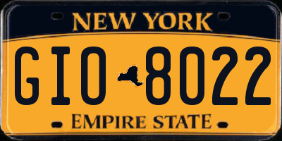 NY license plate GIO8022