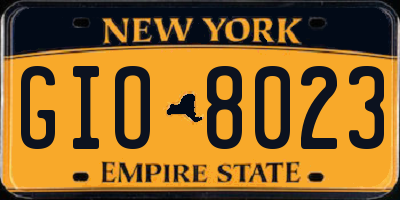 NY license plate GIO8023