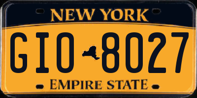 NY license plate GIO8027
