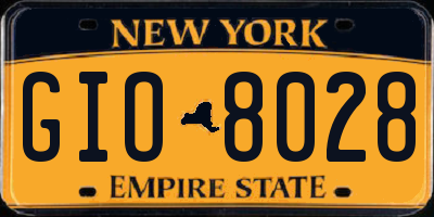 NY license plate GIO8028