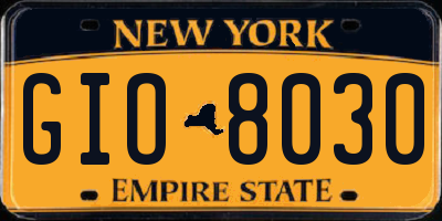 NY license plate GIO8030