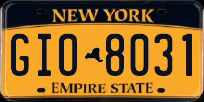 NY license plate GIO8031