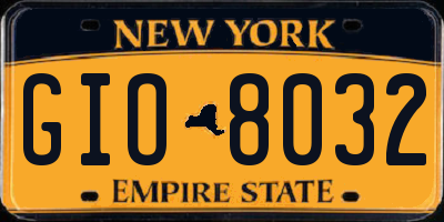 NY license plate GIO8032