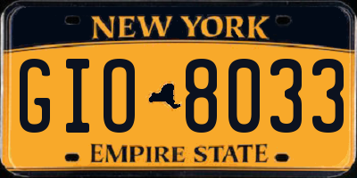 NY license plate GIO8033