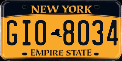 NY license plate GIO8034