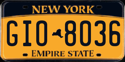 NY license plate GIO8036