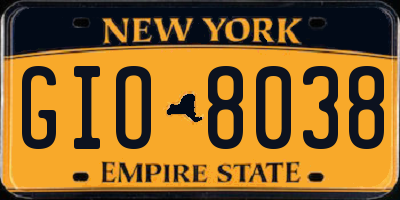 NY license plate GIO8038