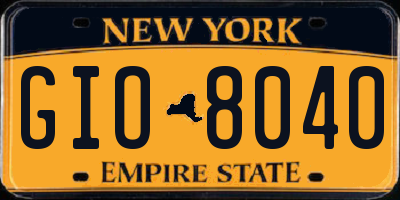 NY license plate GIO8040