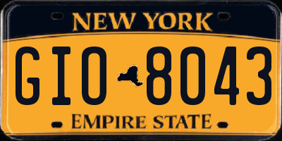 NY license plate GIO8043