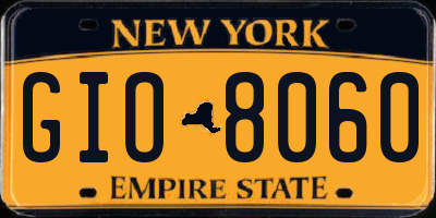 NY license plate GIO8060