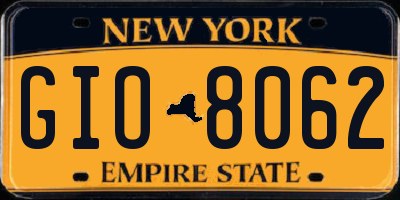 NY license plate GIO8062