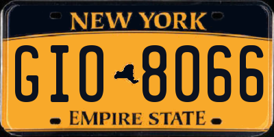NY license plate GIO8066