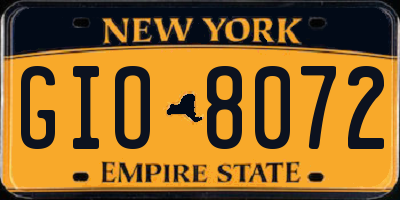 NY license plate GIO8072