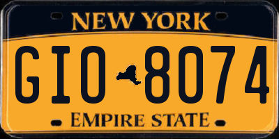 NY license plate GIO8074