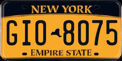 NY license plate GIO8075