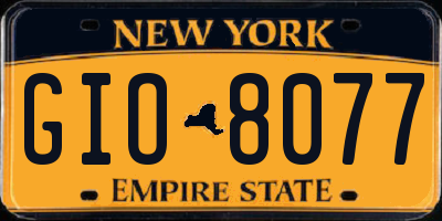 NY license plate GIO8077
