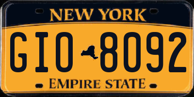 NY license plate GIO8092