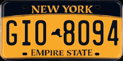 NY license plate GIO8094