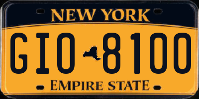 NY license plate GIO8100