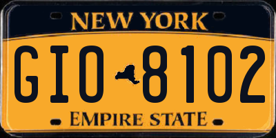 NY license plate GIO8102