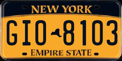 NY license plate GIO8103