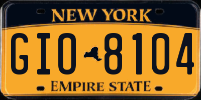 NY license plate GIO8104