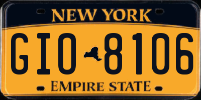NY license plate GIO8106