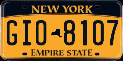 NY license plate GIO8107