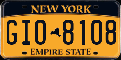 NY license plate GIO8108