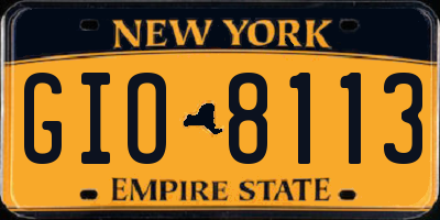 NY license plate GIO8113