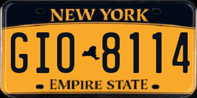 NY license plate GIO8114