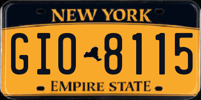 NY license plate GIO8115
