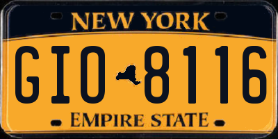 NY license plate GIO8116