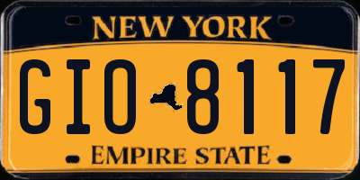 NY license plate GIO8117