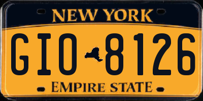 NY license plate GIO8126