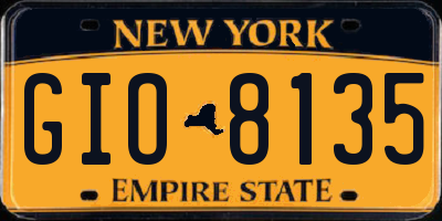 NY license plate GIO8135