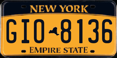 NY license plate GIO8136
