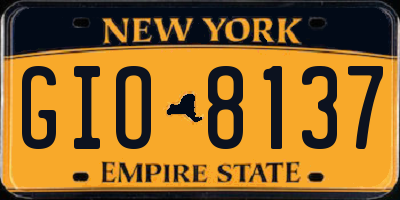 NY license plate GIO8137