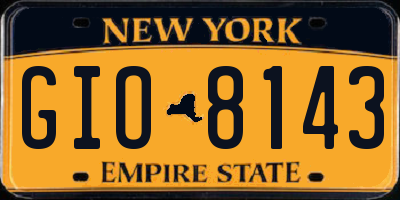 NY license plate GIO8143