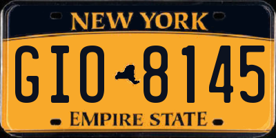NY license plate GIO8145
