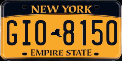 NY license plate GIO8150