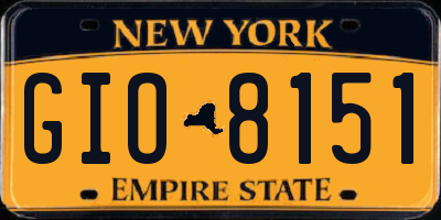 NY license plate GIO8151