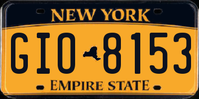 NY license plate GIO8153