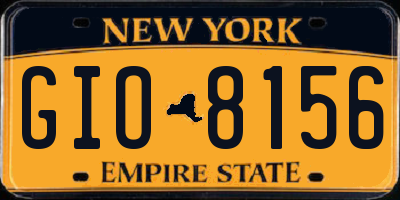 NY license plate GIO8156