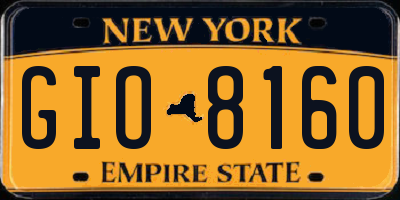 NY license plate GIO8160