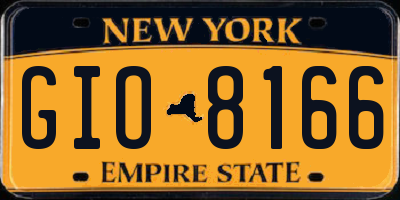 NY license plate GIO8166