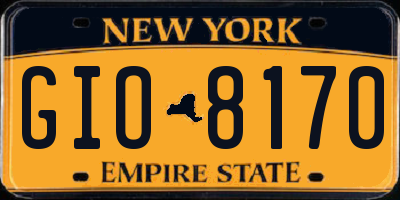 NY license plate GIO8170