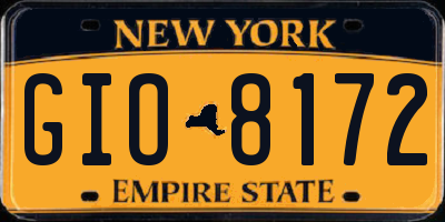 NY license plate GIO8172