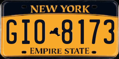 NY license plate GIO8173